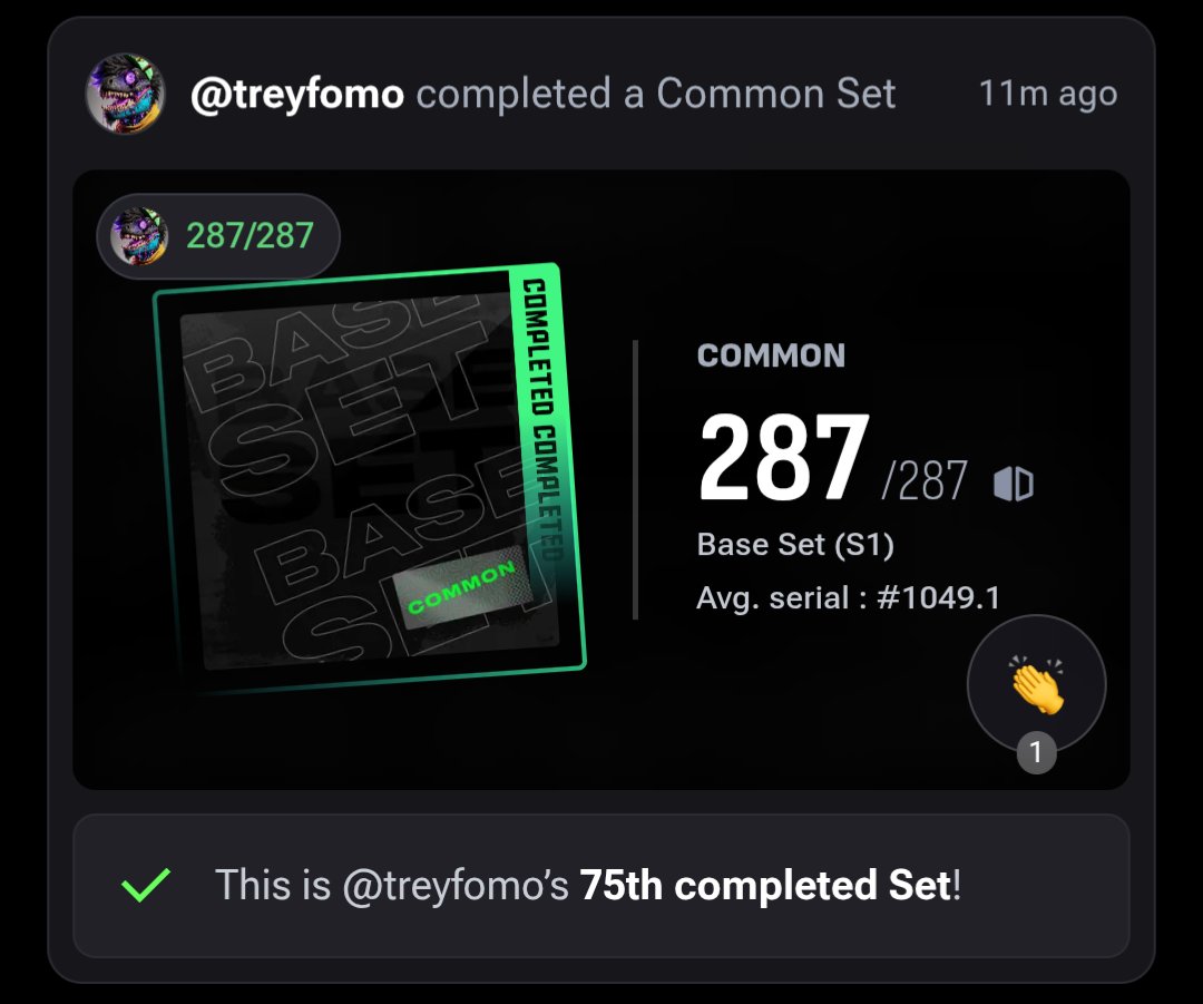 With a lot of grit, patience, help from frens and the community, I finally completed S1 Base set <a href="/NBATopShot/">NBA Top Shot</a> ! I got the first four seasons covered now! 🌹Special shout out to <a href="/GreekFreakNFT/">gяєєкƒяєαк</a> and the <a href="/BizarreStarsNFT/">Bizarre Stars</a> gang 😎