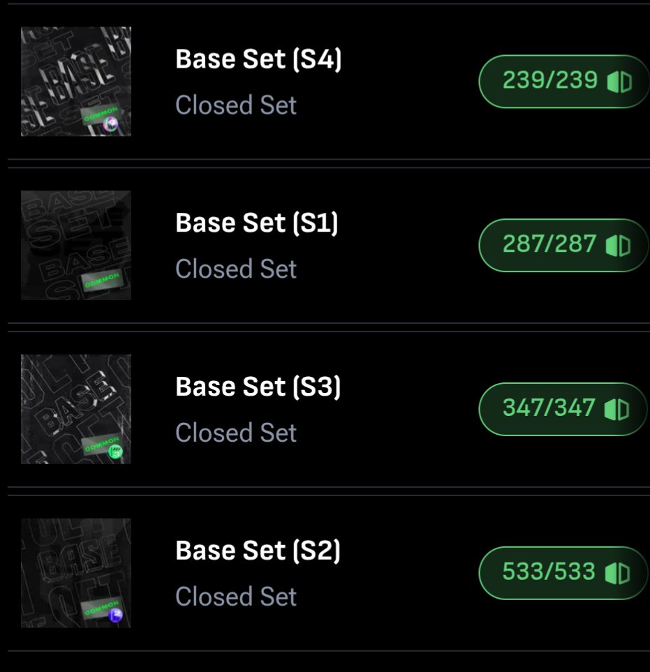 DegenBobs's tweet photo. With a lot of grit, patience, help from frens and the community, I finally completed S1 Base set @NBATopShot ! I got the first four seasons covered now! 🌹Special shout out to @GreekFreakNFT and the @BizarreStarsNFT gang 😎 https://t.co/gAQ7LxmOmL