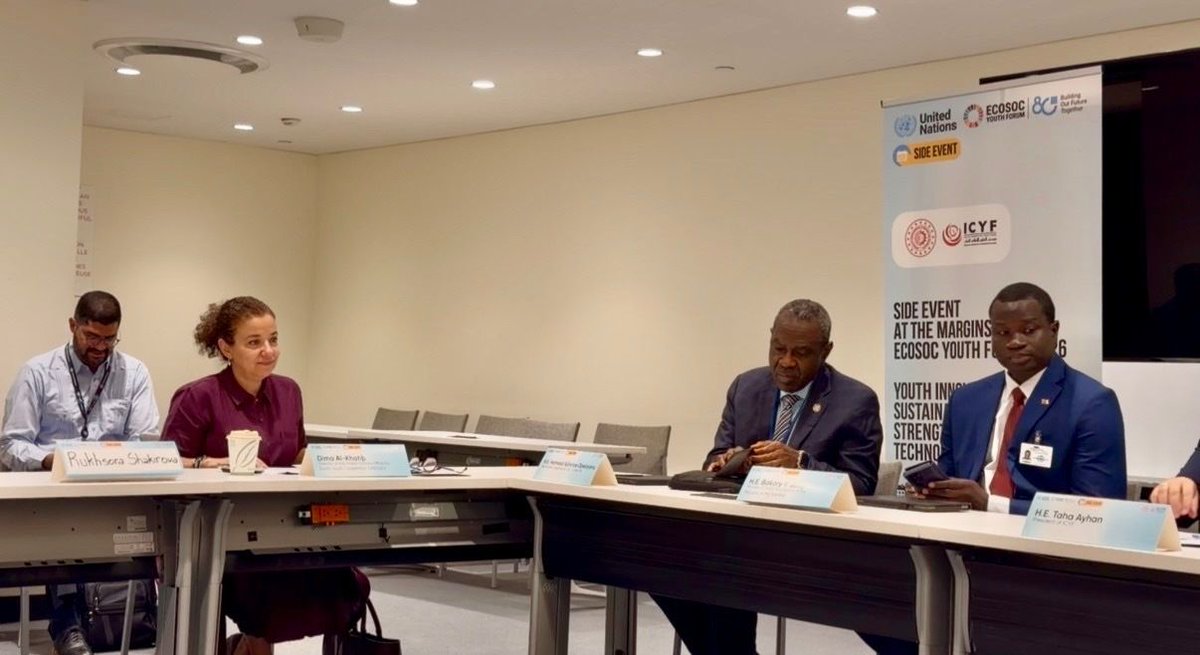 UNOSSC's tweet image. At the 2026 @ECOSOC Youth Forum, @UNOSSC Director Dima Al-Khatib stressed: The issue isn’t whether youth can innovate – but whether they have the support to do so at scale and for all. With 90% of youth in the Global South, this is key to #SDGs. @ICYF_Official