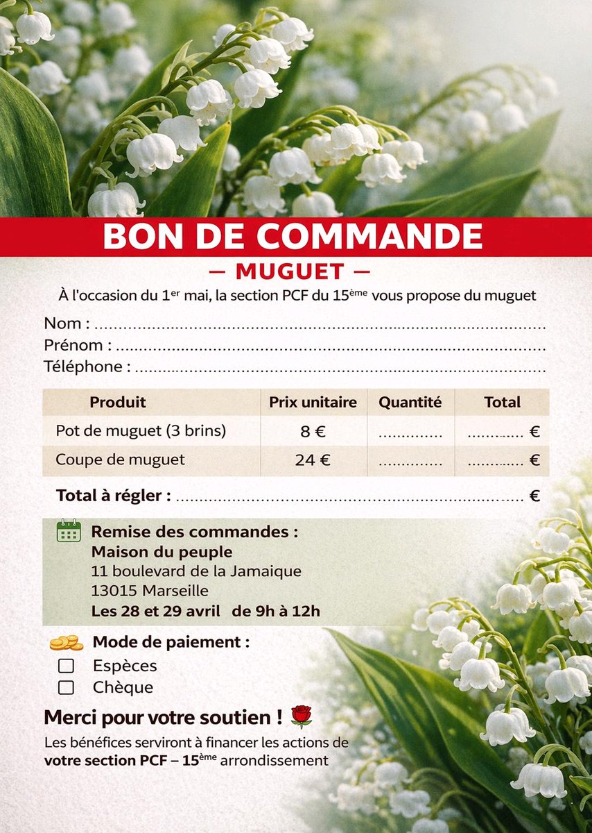 souscription muguet 2026 de la section <a href="/PCFMarseille15/">PCF Marseille 15</a>  #PCF #PCF13