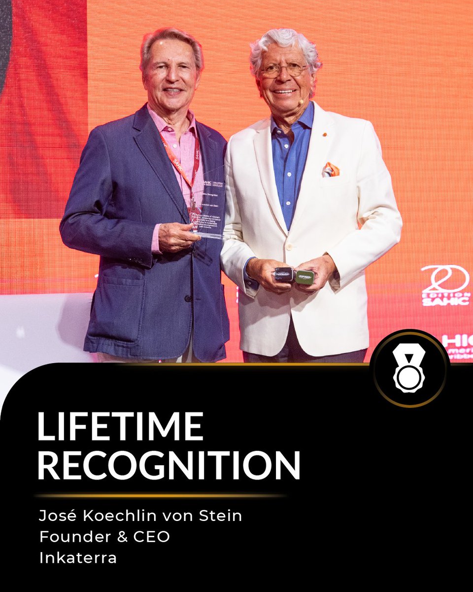 SAHIC's tweet photo. Celebrating those who are shaping the future of hospitality in Latin America and the Caribbean.

The SAHIC Awards 2026 recognize vision, leadership and the impact of those who are redefining our industry.

🏆 Lifetime Recognition
José Koechlin 
Founder &amp; CEO, Inkaterra https://t.co/jyUHWmrmys