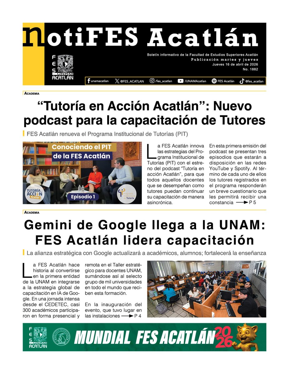 FES_ACATLAN's tweet photo. Consigue tu nuevo #NotiFES, en los dispensadores de la facultad, o si prefieres descárgalo digital 👉 https://t.co/RAELz6LePE https://t.co/Sjcfnj2o9t