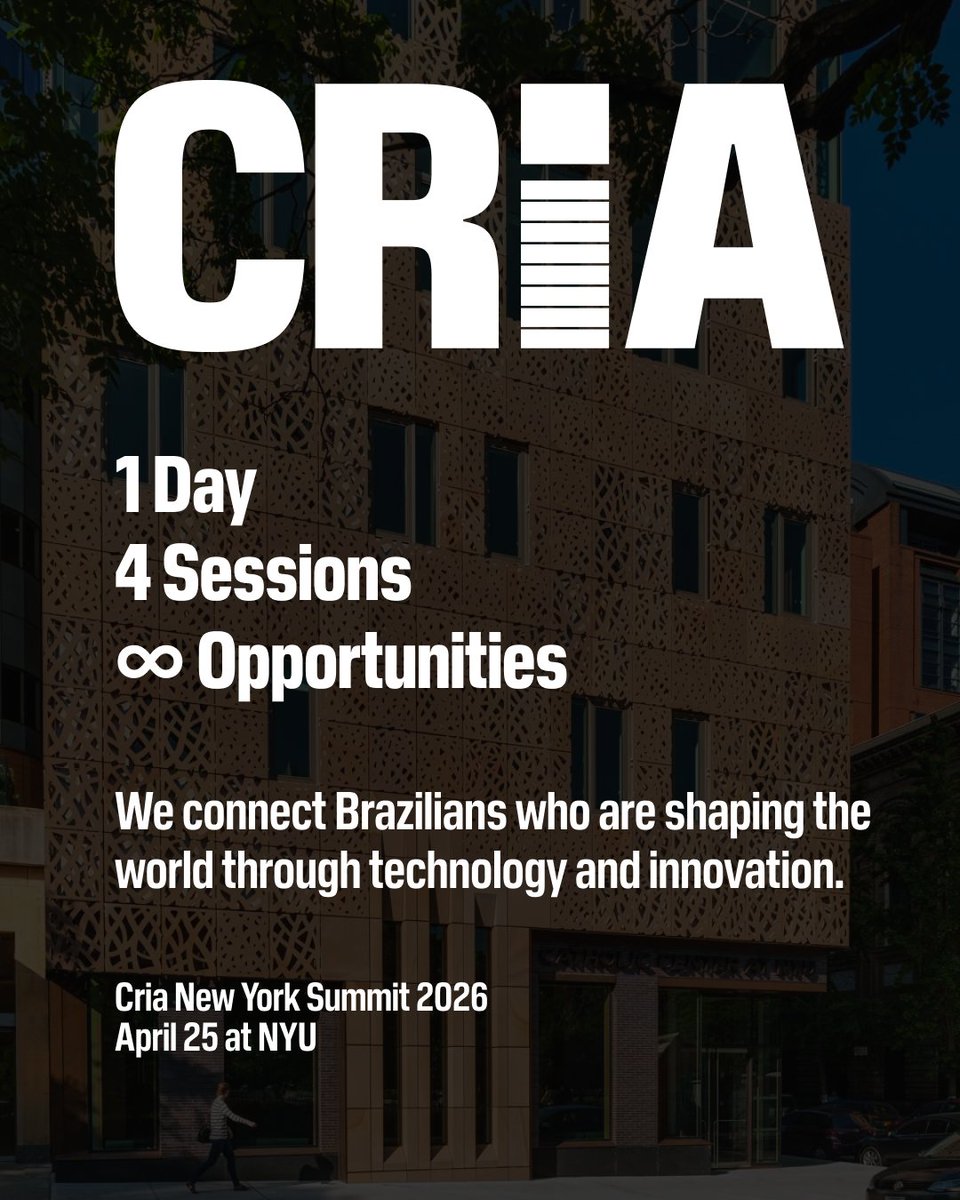 brazilcham's tweet photo. We are proud to serve as an institutional partner of the "Cria New York Summit 2026" organized by Chamber member CRiA, on April 25 at NYU. 

✅ Register now and take advantage of special discounts at checkout:  https://t.co/H7rpu9cC5I

#BrazilUSCham #CriaNewYorkSummit #Innovation https://t.co/9taNyi8SPY