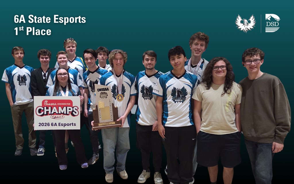 DavisSchools's tweet photo. Farmington High School’s Esports team claimed the inaugural UHSAA State Championship, earning first-place in the first-ever state competition. A historic win defined by strategy, teamwork and focus. https://t.co/M3st2fD2Bk