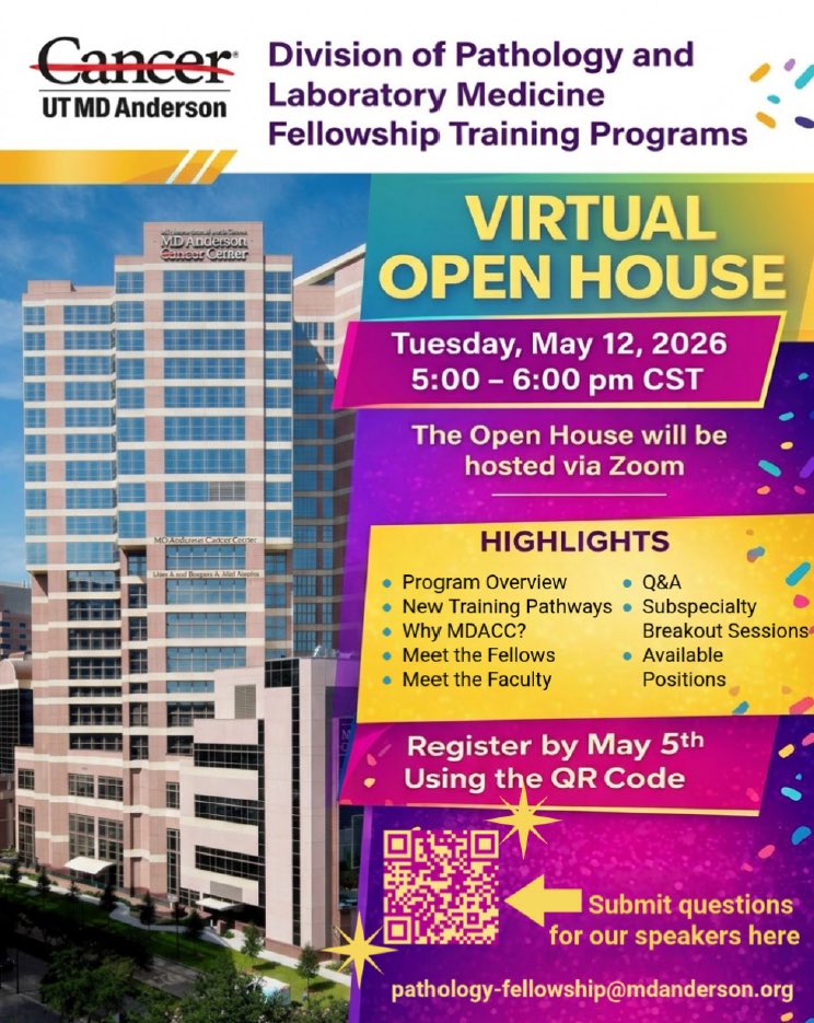 lindasongMD's tweet image. Hey #pathresidents! Come see what fellowships are offered in the Division of Pathology and Lab Medicine and learn why @MDAndersonnews is the place to take your training to the next level! #pathology #labmed #mdanderson