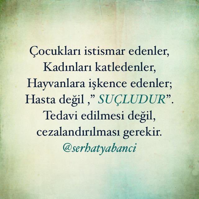 serhatyabanci's tweet photo. Sapık, hasta değildir.
İstismarcı hasta değildir.
 Sadece ve sadece SUÇLUDUR.
 Hasta dersen tedavi verirsin.
 Ama onların karşılığı ağır cezadır. https://t.co/3enA7CgQ2v