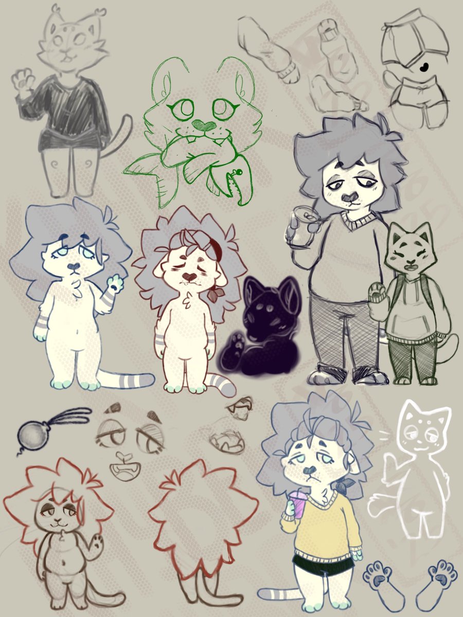 khyber_26's tweet image. Another sketch dump 🙃 #fursona #OCart #doodles never named the lion, haven’t drawn him in a long time