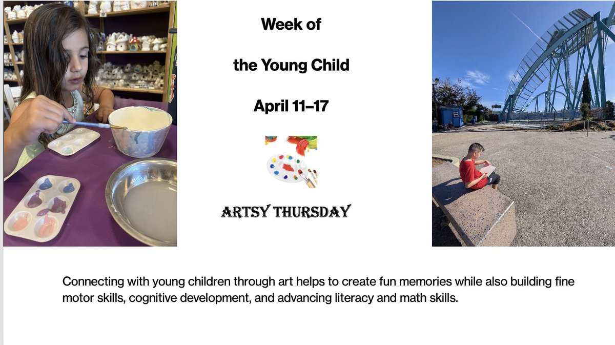 GCU_COE's tweet photo. As we recognize the Week of the Young Child, we celebrate creativity as a powerful way children explore, express, and learn. Art builds fine motor skills, problem‑solving, and imagination—Artsy Thursday in action! #lopesteachup https://t.co/qMwRl2TQGf