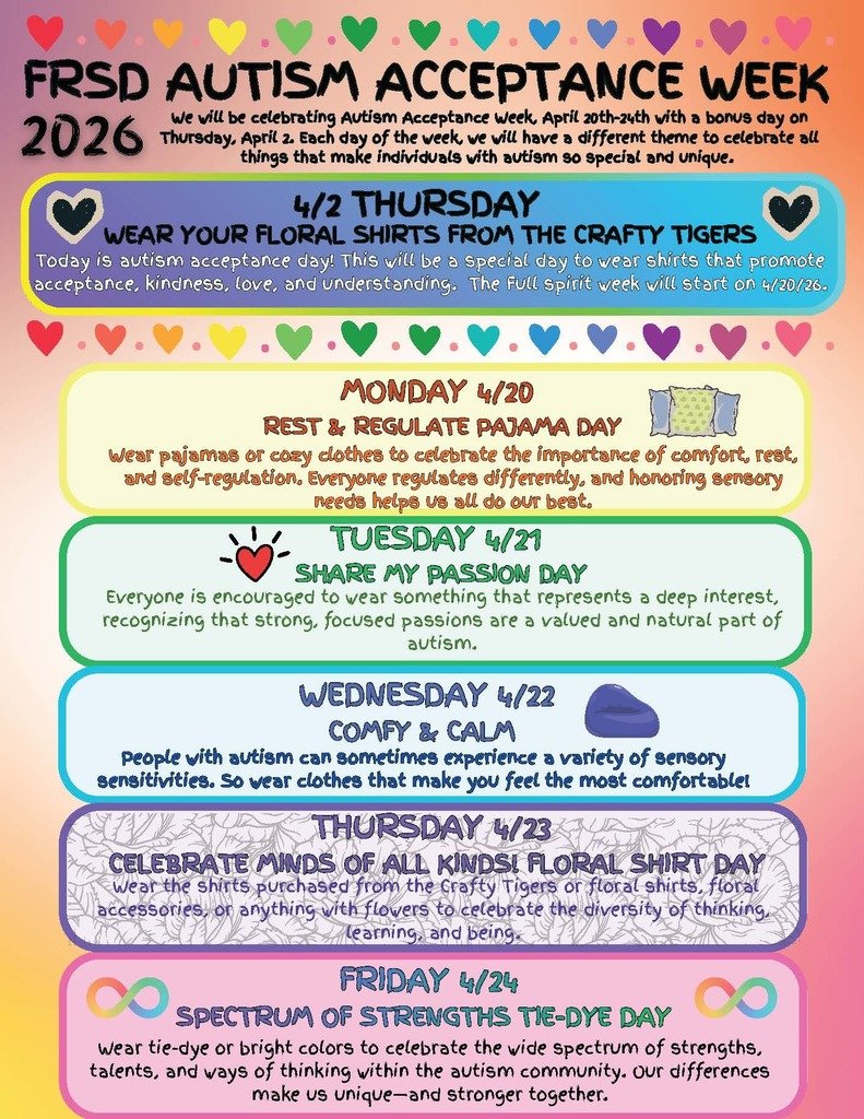 RFIShuskies's tweet photo. Autism Acceptance Spirit Week will take place next week, April 20–24!  https://t.co/vZVqVTA4ZB https://t.co/UTZ4KIkLIt