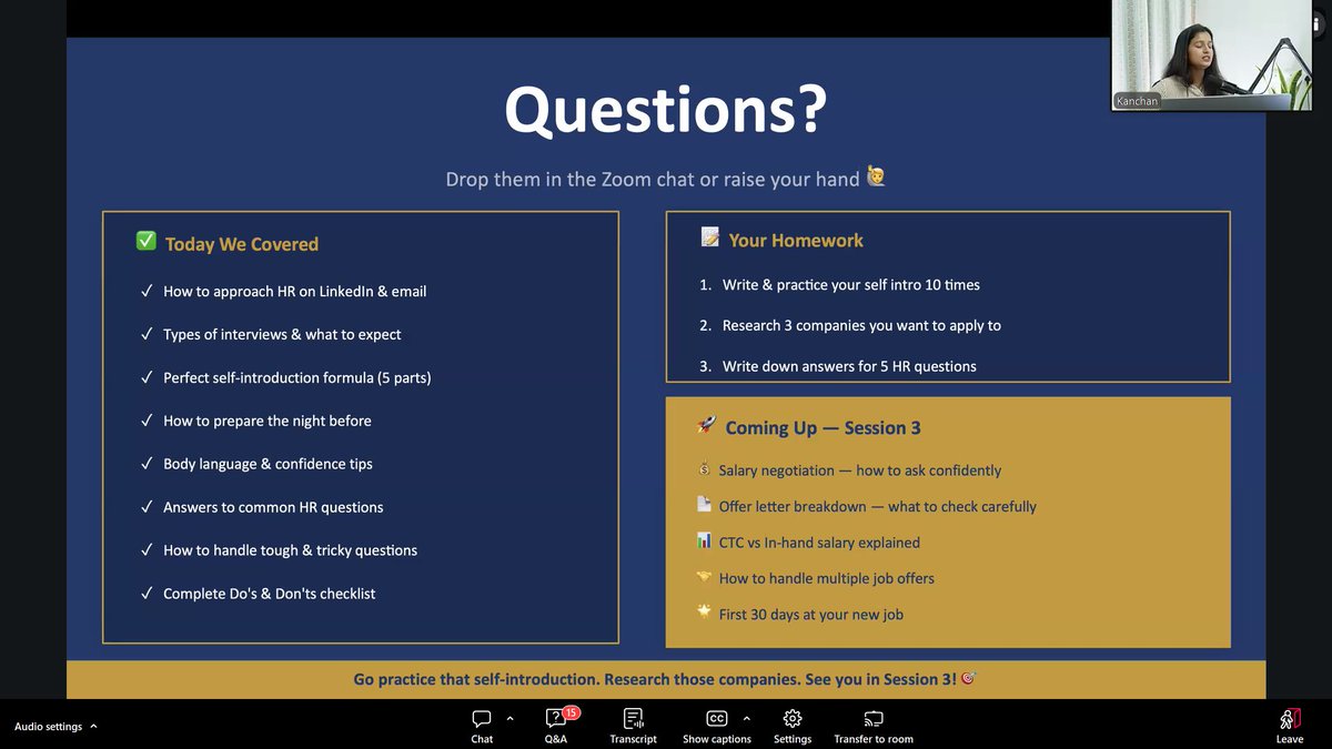 DineshSwami001's tweet image. 🚀 T-Class 12 Completed | ChaiCode ☕
Career Preparation &amp;amp; Interview Readiness

⚡ Key Learnings:
• HR round approach
• Interview types
• Strong self-introduction
• Prep strategies
• Body language &amp;amp; confidence

💡 Building real interview readiness
#chaicde #interview