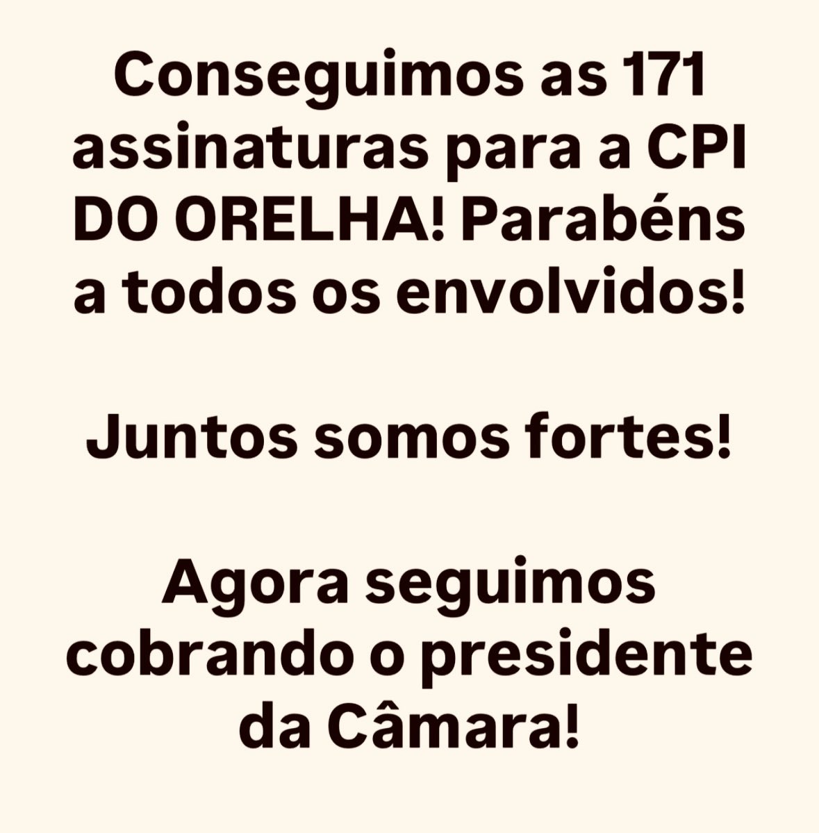 MarcoValverde72's tweet photo. Conseguimos 171 assinaturas para a CPI do Orelha! ✊
Parabéns a todos que lutaram por isso.

A união fez a força — e agora seguimos cobrando o presidente da Câmara.

Justiça não é favor, é direito.

#CPIDoOrelha https://t.co/7hwdml1bGb