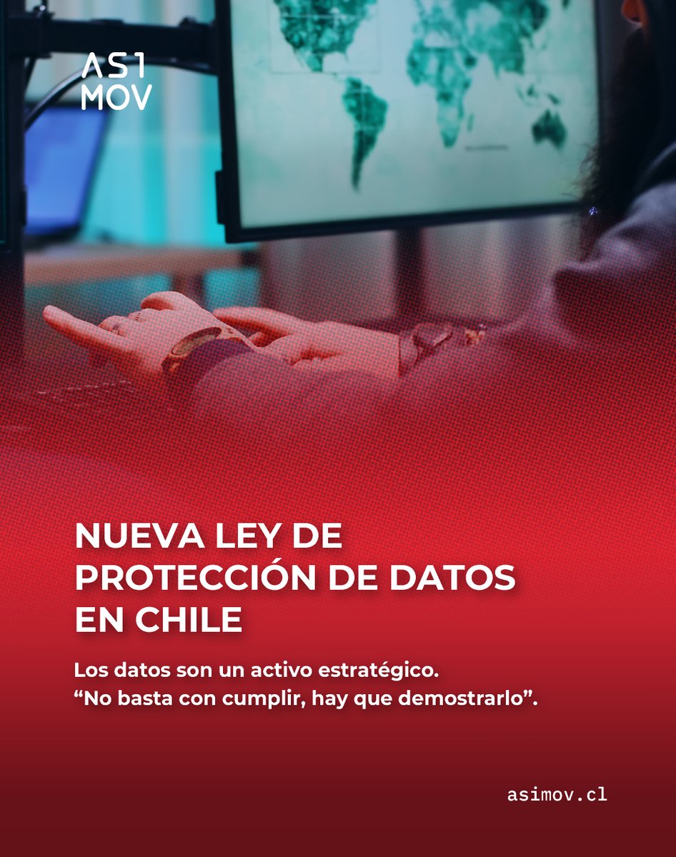 Asimovers's tweet image. La nueva Ley de Protección de Datos en Chile, que regula cómo las organizaciones gestionan datos personales, comenzará a implementarse en diciembre de 2026.💻 #Asimov