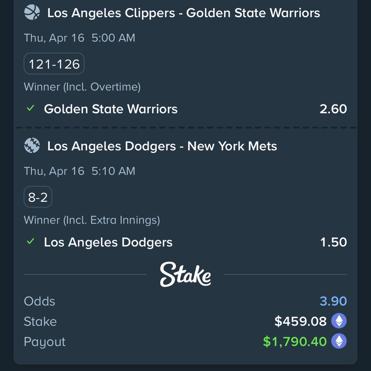 Over $10,000 made on @stake sports section

They told me i was crazy for taking Gsw over the Clippers but i said the Clippers dont have Steph and i ended up being right ofc

GSW AND THE DODGERS GRABBED YOU GUYS A $100 GIVEAWAY!!

To get in: 

- LIKE THIS POST 
- RETWEET IT
-