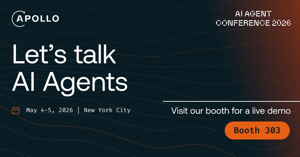apollographql's tweet photo. Let’s talk AI agents.

See how to go from prototype to production with Apollo.

📍 Booth 303 | AI Agent Conference | NYC

#AIAgentConference #APIOrchestration #Agents #AI #AgenticAI https://t.co/QXahPLa8Wv