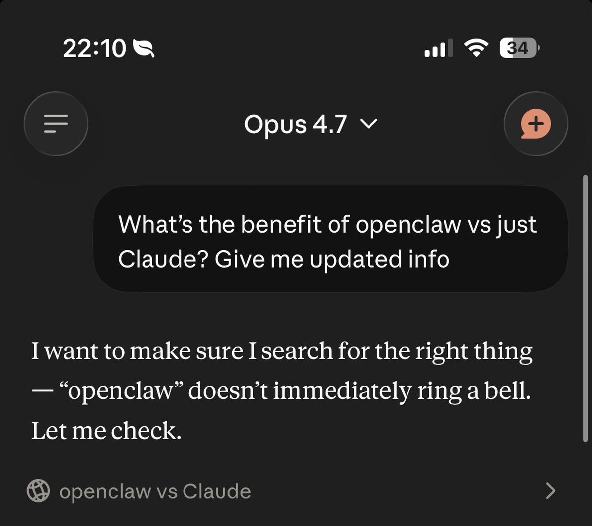 rlbisbe's tweet photo. @GergelyOrosz FWIW, I tried the prompt with a slight difference, I’m used to prompt the model for updated info when I ask for “current” events and it gets the memo. Did that before in 4.6, so no difference for me. Cc/ @bcherny (regular $20 plan) https://t.co/KslaZyKfS1