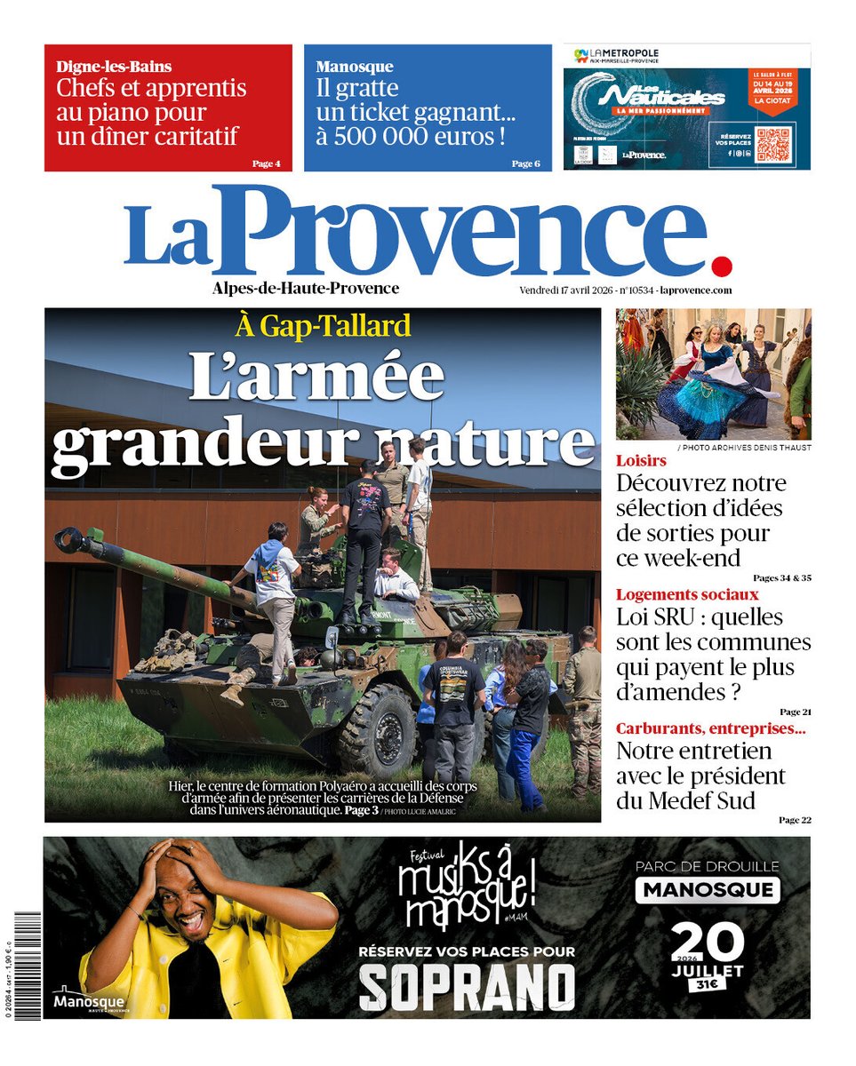 laprovence's tweet photo. À la Une des éditions de "La Provence" de ce vendredi 17 avril. https://t.co/7y4ODEu9sn