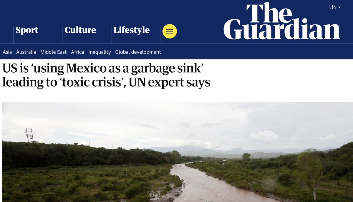 SRtoxics's tweet image. #Mexico #ICYMI: On 7 April 2026, The Guardian published an interview with @SRToxics, where he highlighted how imports of hazardous &amp;amp; #plastic waste from the US is considerably worsening the situation of toxics &amp;amp; #HumanRights in Mexico.

Read more: bit.ly/4mEzriP