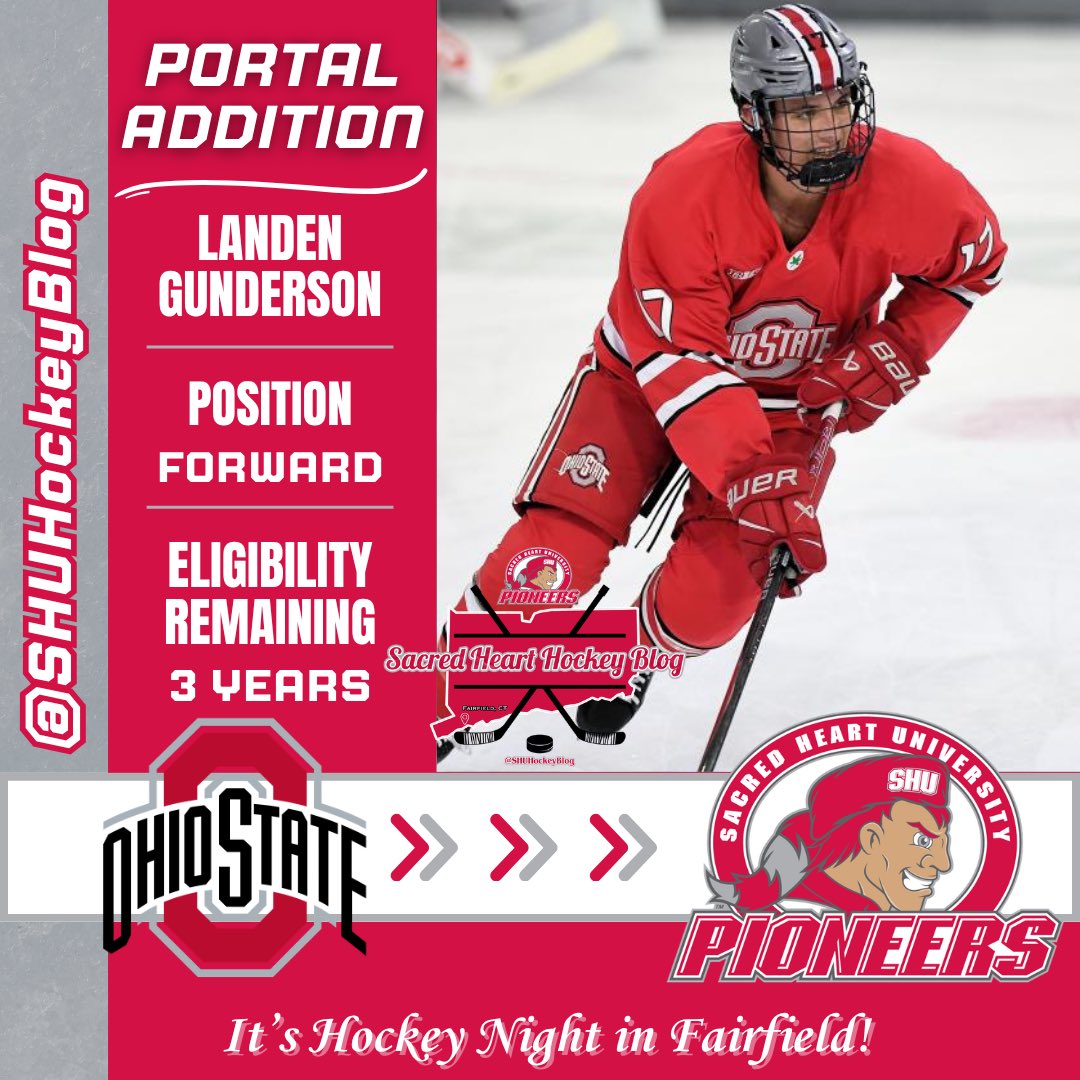 SHUHockeyBlog's tweet photo. Hearing Sacred Heart has landed Ohio State Forward Landen Gunderson out of the Portal

Gunderson played in six games for the Buckeyes in 2025-26. He was second in the USHL in points (73) and first in assists (45) in 2024-25

#WeAreSHU | #RollPios | #NCAAHockey https://t.co/aYaJ8CY6N0