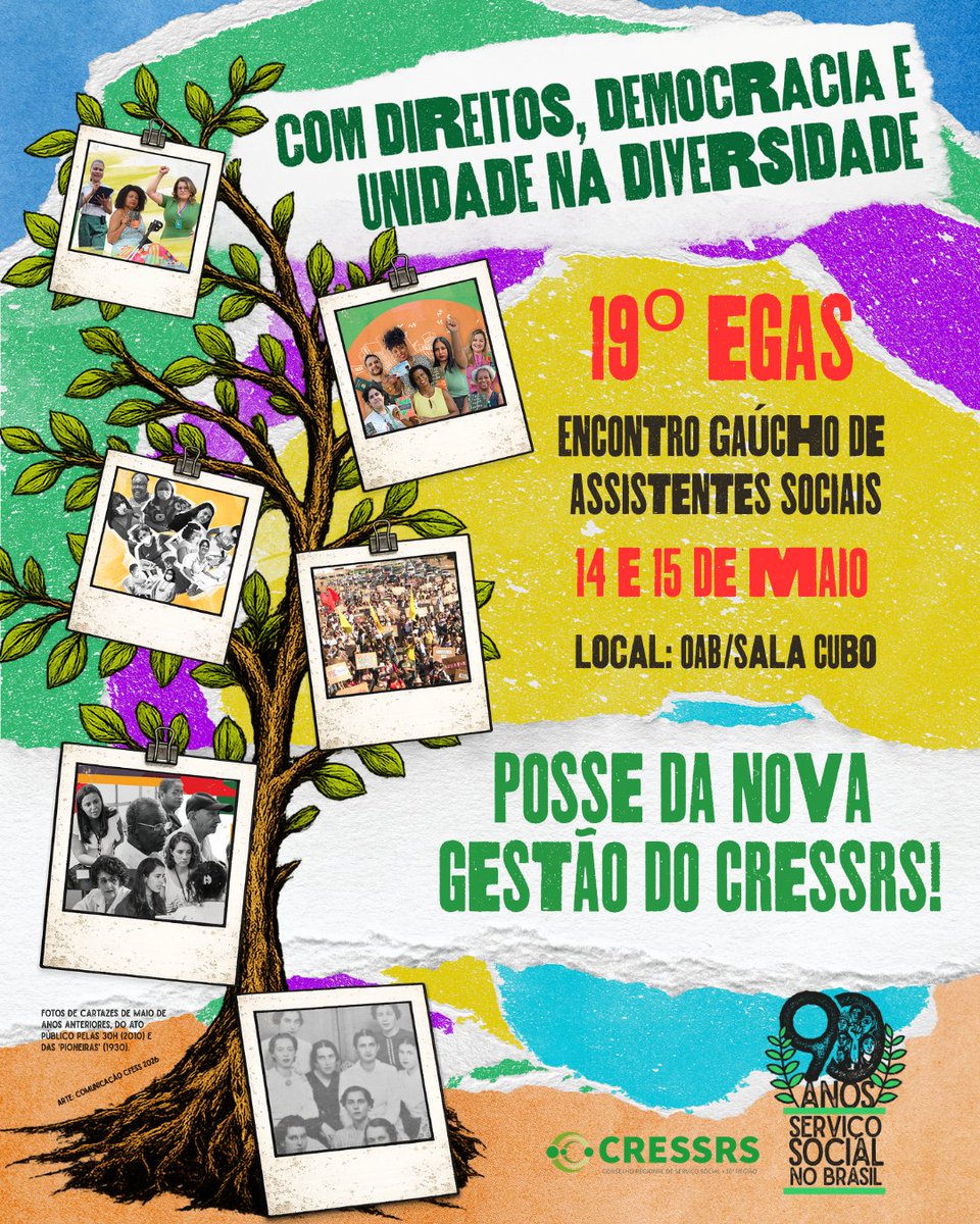 cressrs's tweet photo. A cerimônia de posse será no dia 15 de maio, às 11h, na OAB, sala Cubo.

O momento também será transmitido ao vivo pelo Youtube e Facebook do CRESSRS! 

📌Faça sua inscrição no site do evento e conheça todas/os/es integrantes da nova gestão, acesse: https://t.co/fTCnuk6dXu https://t.co/Sm1SdV26BV