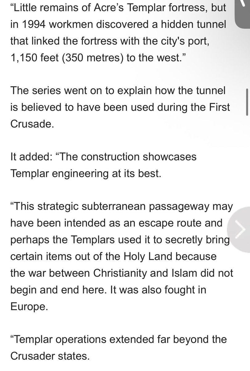 Citadel with the harbor of Acre.

They were “discovered by accident” in 1994 when a resident reported a blocked sewage pipe that was investigated.

They were unknown by the mainstream for about 700 years &amp; are likely made to move around covertly.

I reckon there’s way more.