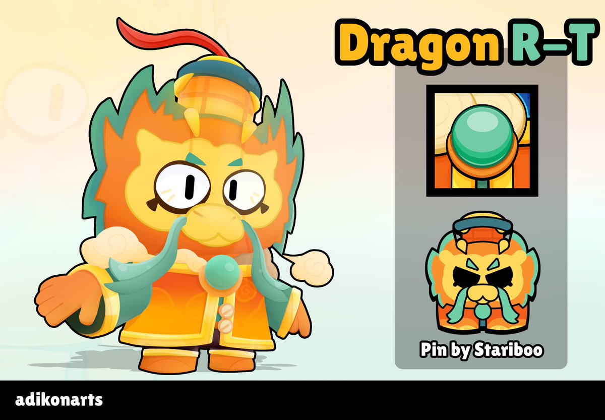 1mmigrat1on's tweet photo. My new skin — Dragon R-T! 🐉

"I see everything... and soon, you will only see fire!"

Pin by @starIboka 

#BrawlStars #RT #BrawlStarsConcepts #Gaming #NewSkin #Supercell #BrawlStarsArt https://t.co/vIZUnvKiRL