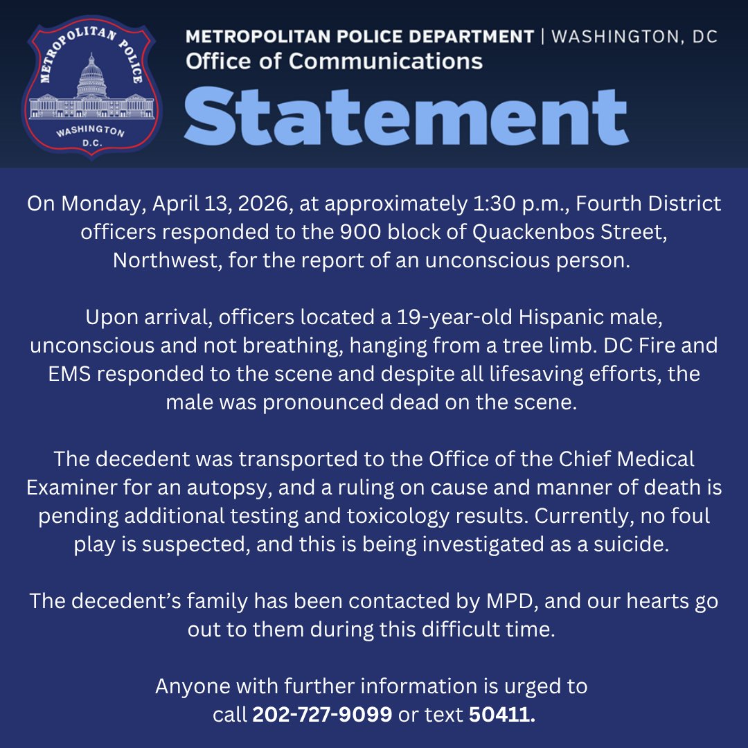 MPD Statement on a death investigation in the Fourth District: