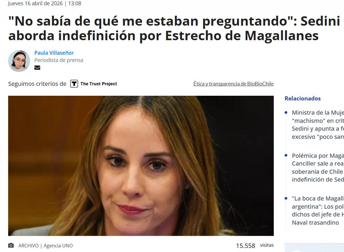 MSP_Central's tweet photo. En temas de soberanía no hay lugar para sonrisas nerviosas, evasivas ni silencio cómplice. 
Mara Sedini, al no atreverse a decir con la frente en alto que el Estrecho de Magallanes es chileno, demostró que no merece ni un minuto más en el cargo.  
Mientras un almirante argentino reclama lo que es nuestro, el Gobierno chileno mostró debilidad: porque en temas de soberanía, el tiempo importa.
#DefiendeChile #SocialPatriotas