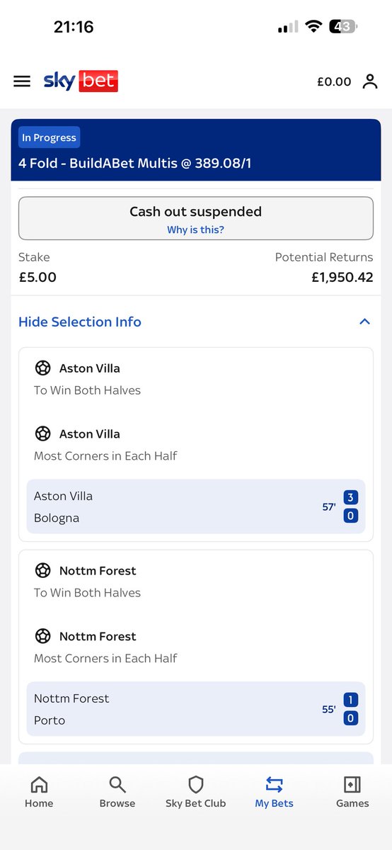 jayywarnerr's tweet photo. @SkyBet Can I ask why there isn’t a cash out value with a bet that’s very much so winning? https://t.co/cKJ5A32eCr