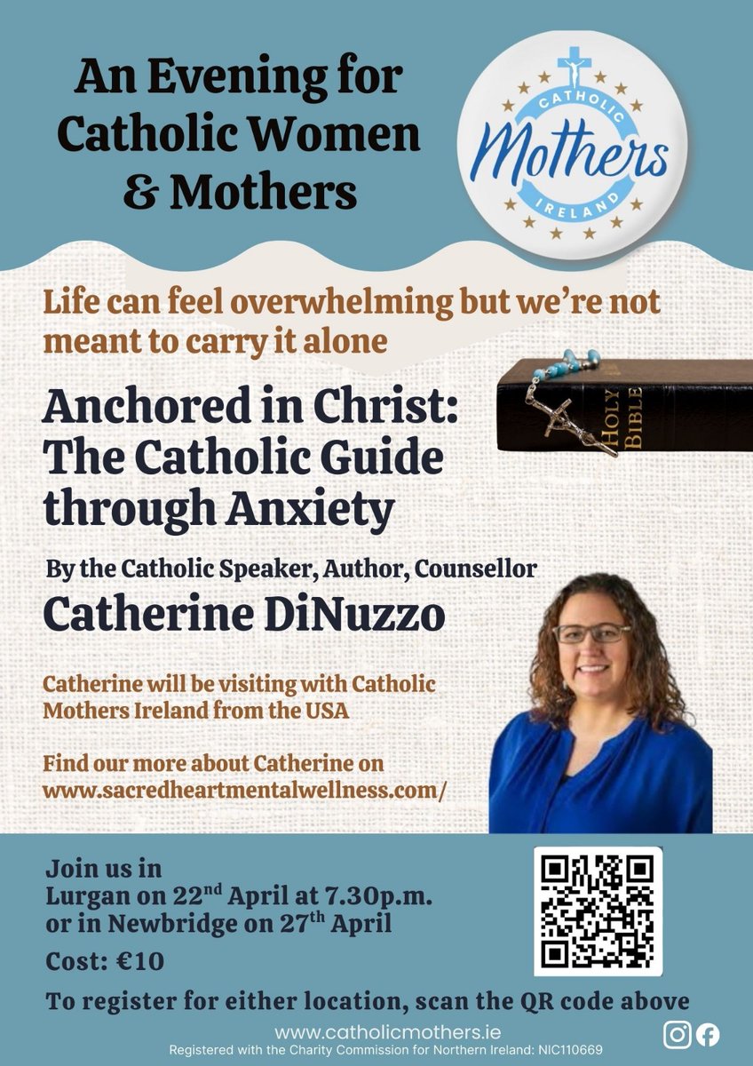 From_Fiona's tweet image. An Evening of Peace, Encouragement &amp;amp; Faith for Women &amp;amp; Mothers

Still time to book!

Book your place today 👉 
catholicmothers.ie/store/p/anchor…

#anxiety #stress #burnout