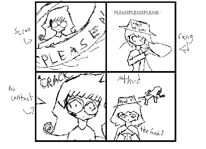 "wait but if scroll's glasses are intact, what was the cracking noise for?" a low quality scroll vs boomerang earclacks comic