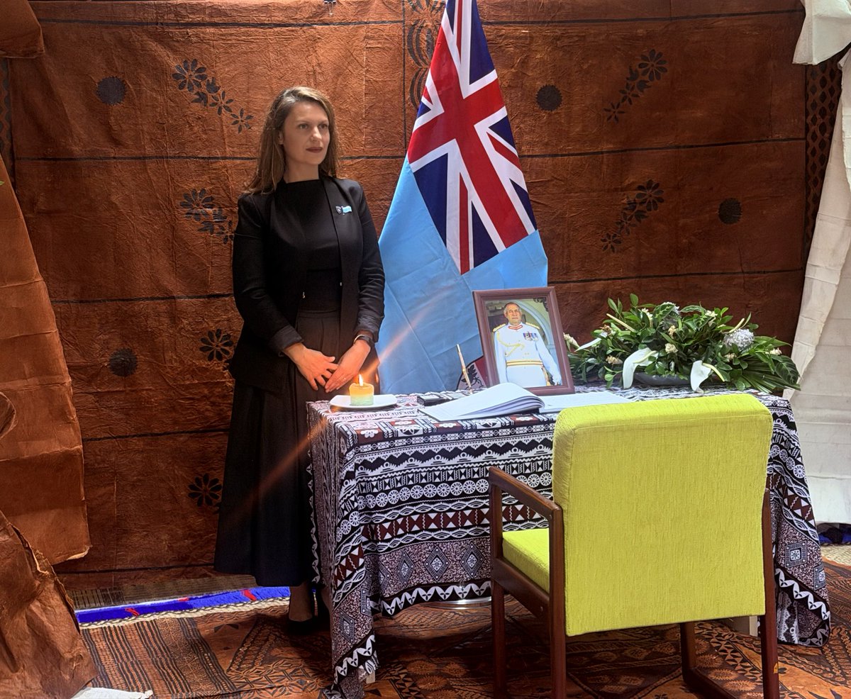 KosovoinAUS's tweet photo. While in Suva, on behalf of Kosovo, Ambassador Bërdynaj Shala signed the Book of Condolences, paying respect to the late former President of Fiji, Ratu Epeli Nailatikau. In Kosovo, he will be remembered as the President during whose tenure Fiji recognised Kosovo’s independence. https://t.co/gLIOKxhoSD