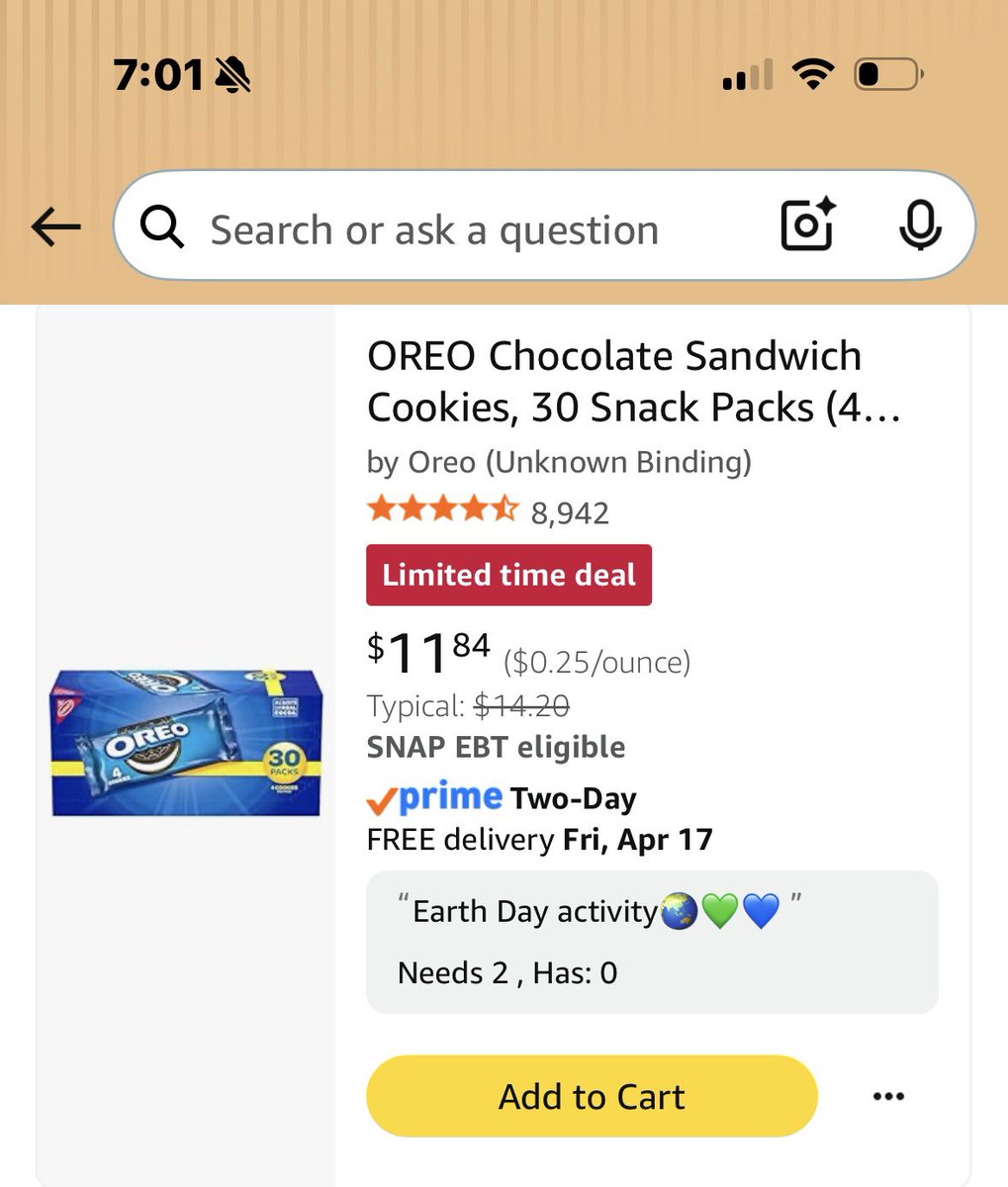 MsPerez1996's tweet image. Last items needed for our Earth Day cups😍💖🫶$22 clears these Oreo cookies💖Who can help this Kindergarten teacher❤️❤️❤️
#clearthelist
#title1
#kinder
#EarthDay
amazon.com/hz/wishlist/ls…
