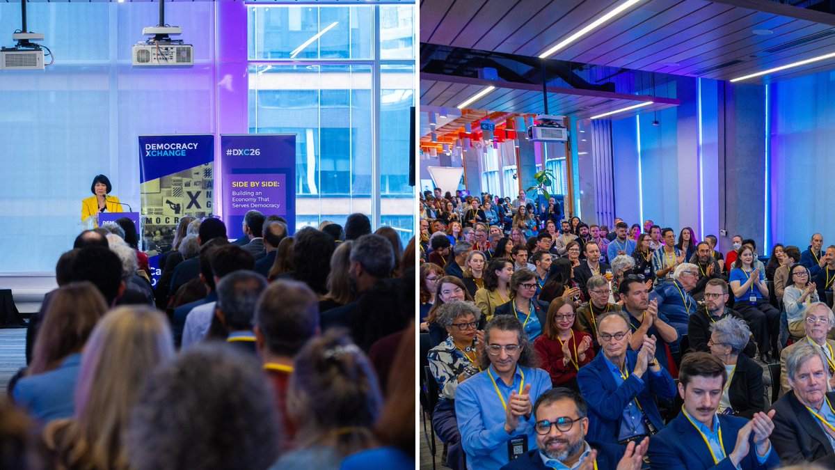 It's opening night for <a href="/dxcsummit/">DemocracyXChange</a> at OCAD U's Waterfront campus! 🎉 Canada's 7th annual democracy summit is here. Let's get to work with three days of bold ideas, powerful voices, and creative action. Learn more: democracyxchange.org #DXC26