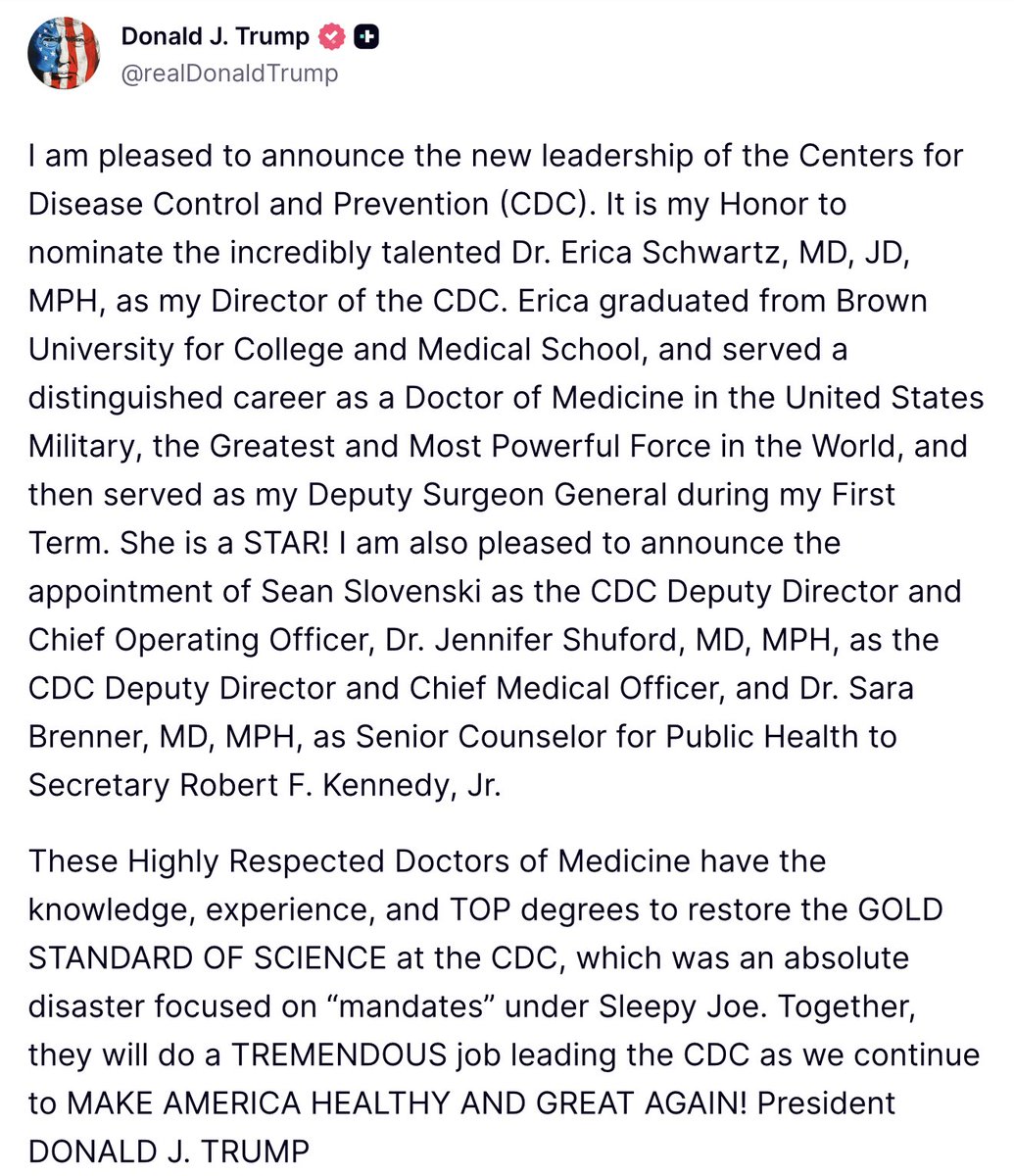 It's official Trump punked the vax injured community...AGAIN!

 FTR, I voted for Trump because of <a href="/SecKennedy/">Secretary Kennedy</a>. That's the only reason. I soured on him long ago. His CDC pick could not be worse. I'm totally disgusted.