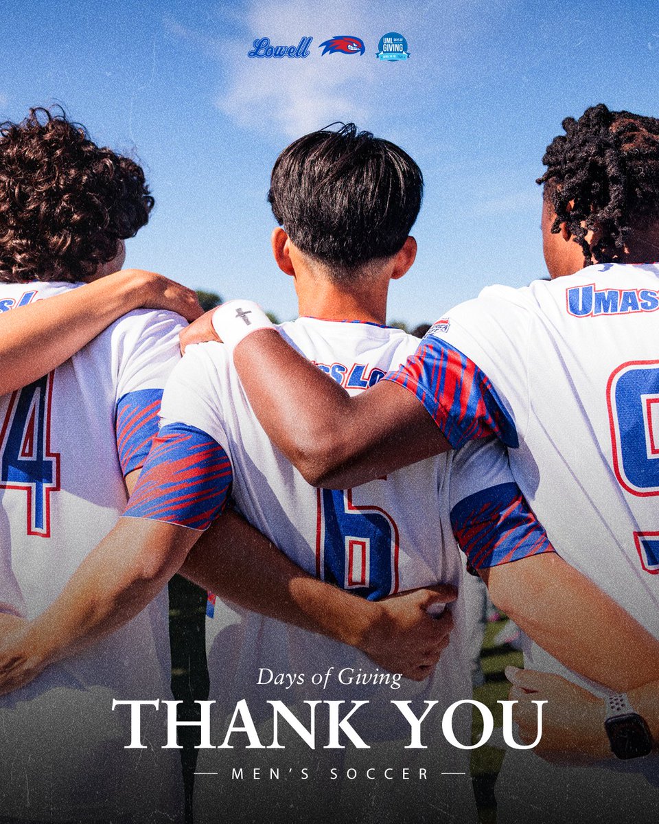 RiverHawkMSOC's tweet photo. Thank you ❤️💙

With Days of Giving nearing the end, we just wanted to say thank you for all of your support for our student-athletes! If you still want to make a gift before time runs out, use the link below!

Give: https://t.co/Vwaz41lXGQ

#UnitedInBlue | #UMLGives https://t.co/u4Ah08eQSs