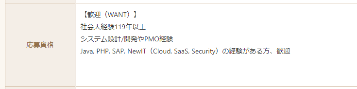 これを思い出した
【応募資格】社会人経験119年以上