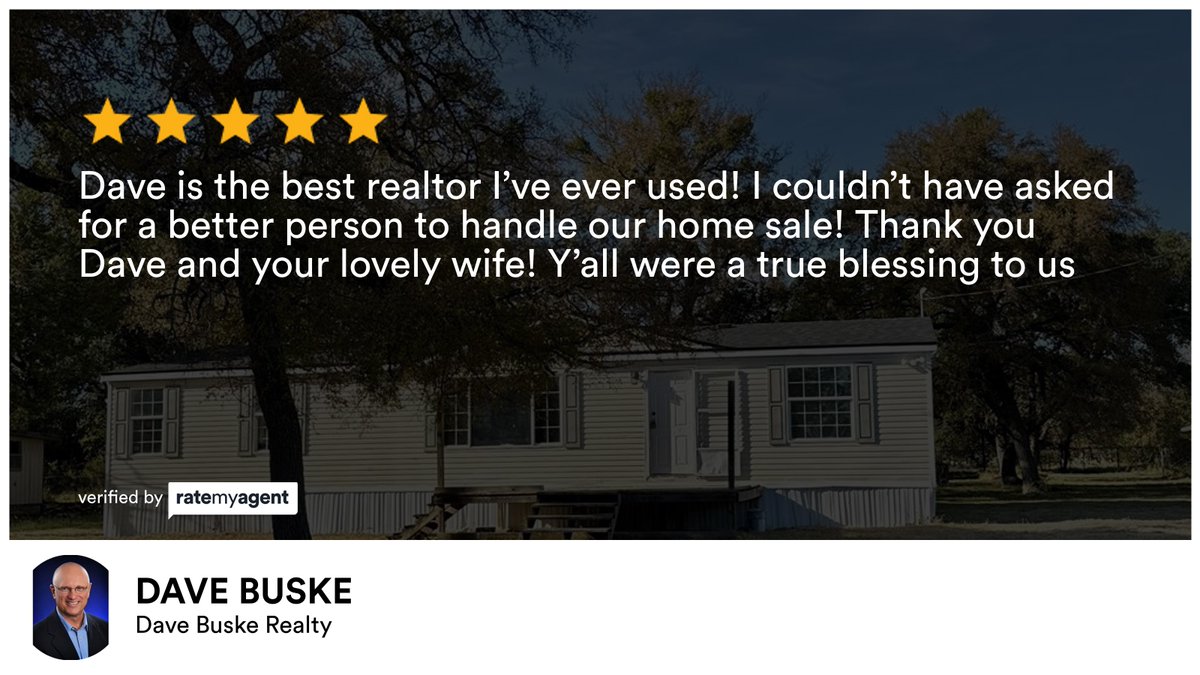 DaveBuske's tweet photo. My latest RateMyAgent review in Clifton.
TX Broker 0501912
https://t.co/JNlx5N5cSx

...
#ratemyagent #realestate #Dave_Buske_Realty https://t.co/xlgsqZLXXD
