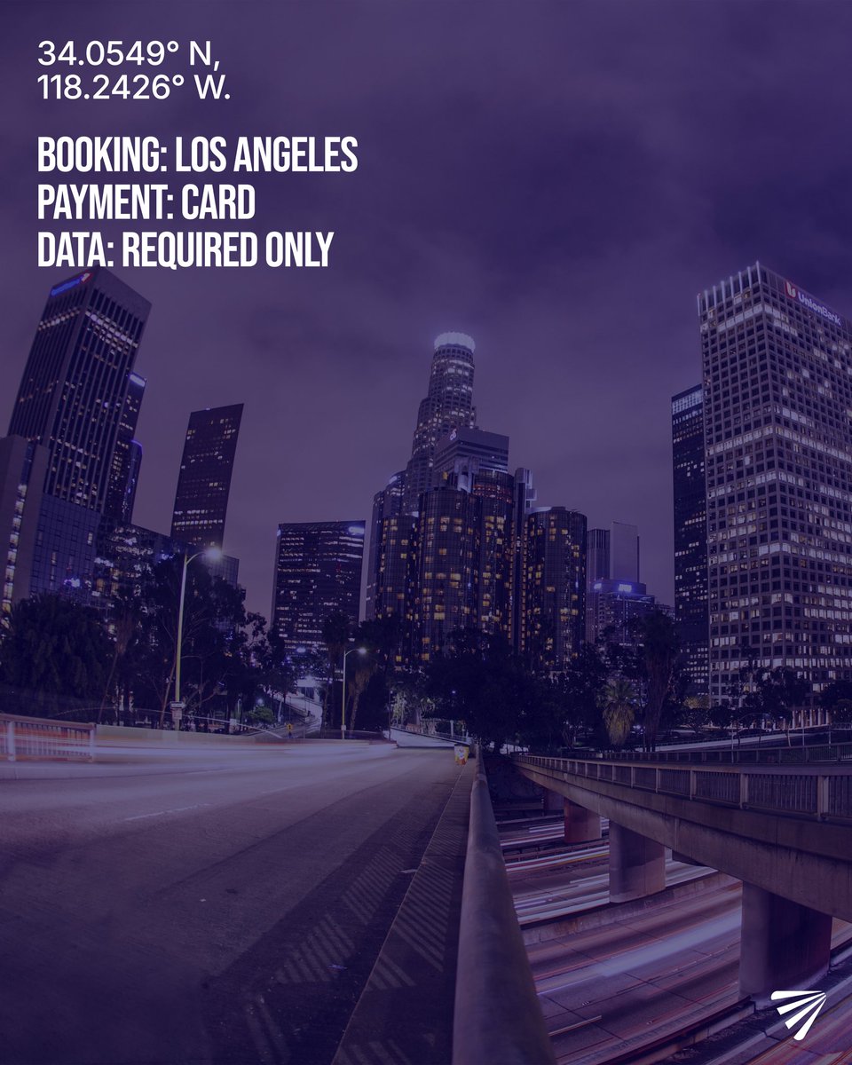 📍 Los Angeles booked with Flyfi.
💳 Card.
🧑‍💻 Required data only.