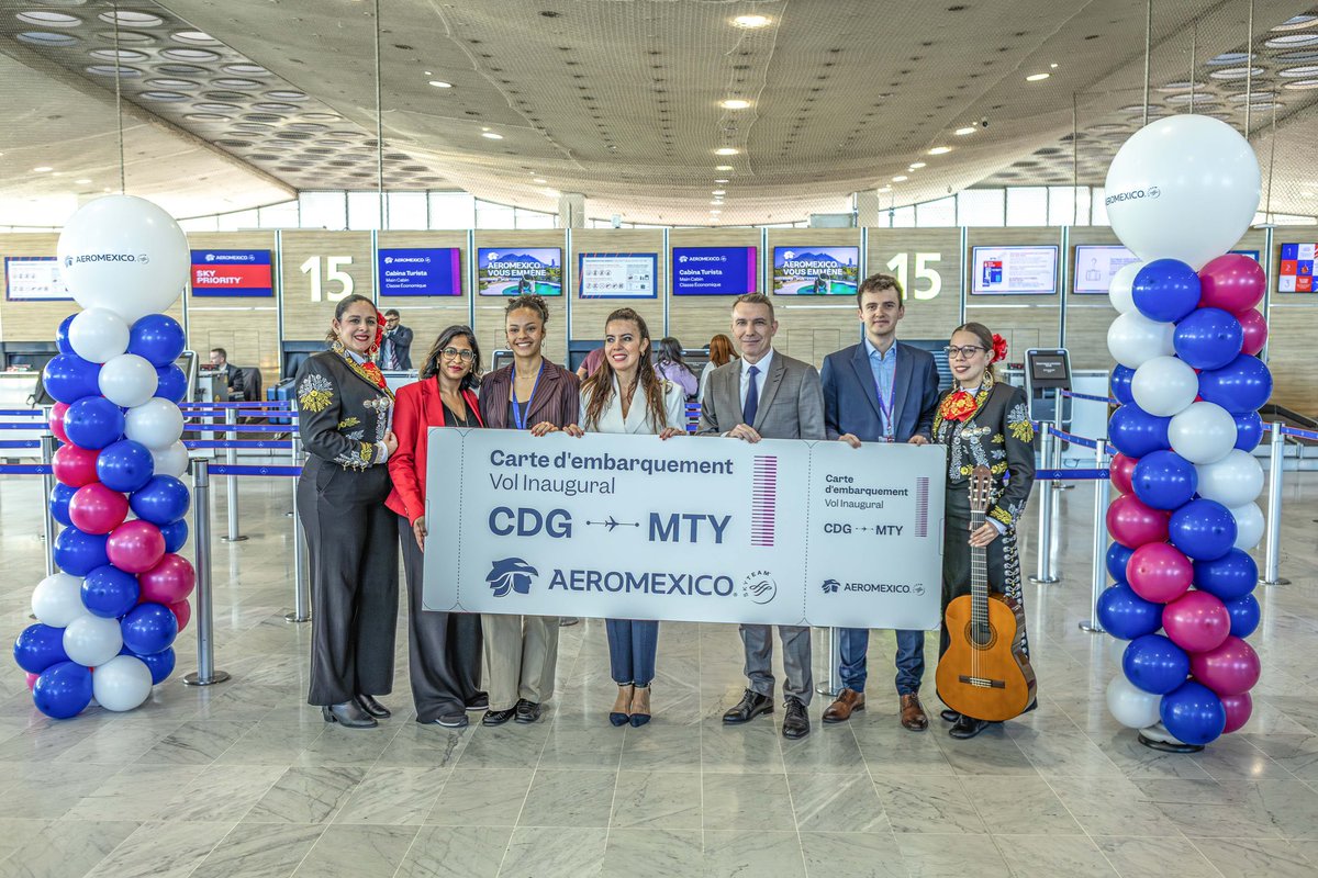 ParisAeroport's tweet photo. 🎂 200 ans d'amitié  🇫🇷 🤝 🇲🇽  et une nouvelle ligne directe entre #ParisCDG et Monterrey !
🗓️ Une liaison saisonnière assurée par @Aeromexico jusqu'au 23 octobre 2026.
La 2ème ville du Mexique est desservie en Boeing 787 à raison de 3 vols hebdomadaires. 🛫 https://t.co/kumXvtgBBj