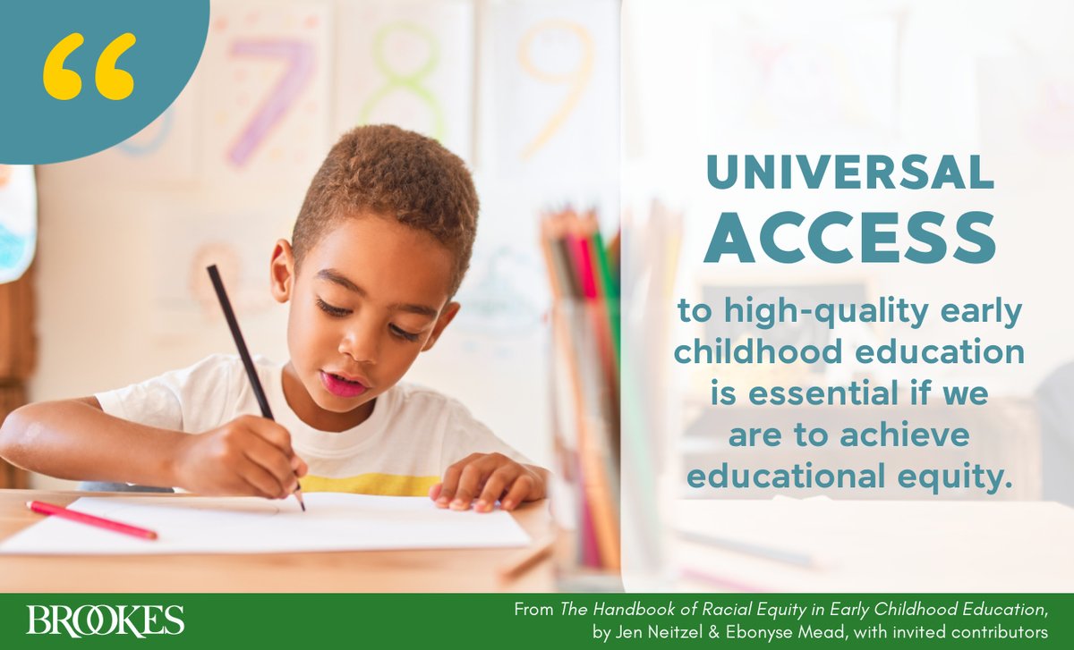 BrookesPubCo's tweet image. "Universal access to high-quality early childhood education is essential if we are to achieve educational equity." Quote taken from The Handbook of Racial Equity in Early Childhood Education. Learn more: monkeylink.co/98fd2a #Quotes #EducationQuotes #EquityInEducation