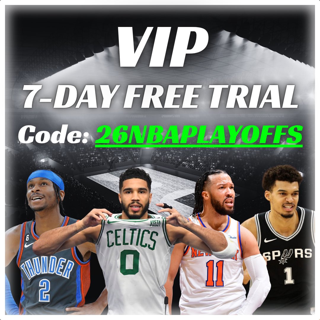 FrannysPlays's tweet image. FREE WEEK TRIAL FOR NBA PLAYOFFS 🤩

Fridays Full Win Or Go Home Card Already Posted 👀

+46.21u in the 25-26 Season, Let’s Make Some Money In The Playoffs! 

Go &amp;amp; Grab A Free Week ⬇️

winible.com/checkout/13647…