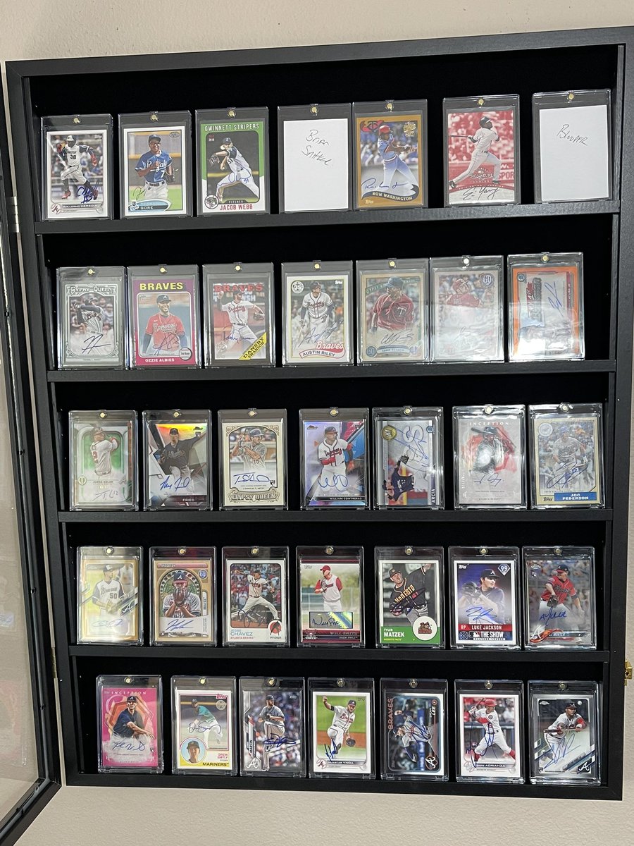 ATLChopLife's tweet photo. I have officially completed my Auto Chase from the @Braves 2021 Post Season rosters. I just got the last auto back today in the mail. Thank you to Jacob Webb for signing &amp; returning back to me. 
Just need Snit and Blooper autographs to complete the collection. #BravesCountry https://t.co/z1o85lLKu2