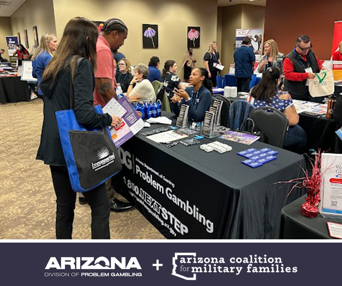 ArizonaDPG's tweet photo. 🫂 Thank you @AzCoalition for the opportunity to represent the Division of Problem Gambling at your 16th Annual Symposium. 

#ProblemGambling and #GamblingDisorder impact many military members and families. 

👉 Learn about available services and programs: https://t.co/yKfUXOvcsp https://t.co/tI97XQQOOh