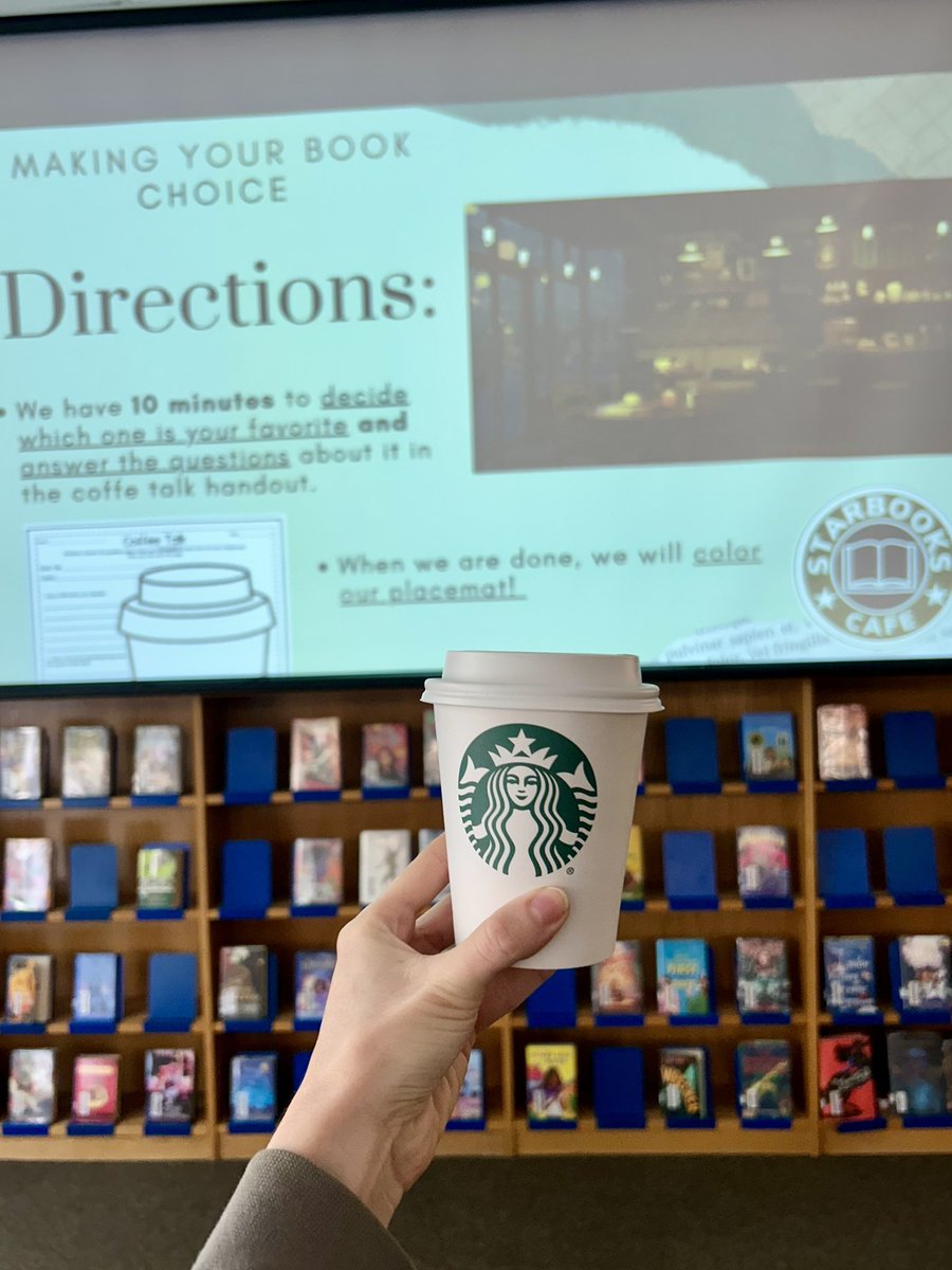ingridcolbath's tweet photo. Welcome to Starbooks where we were judging books by their covers, but just for today! 😅☕📚 @NISDRoss https://t.co/uJZ3EYAKjM