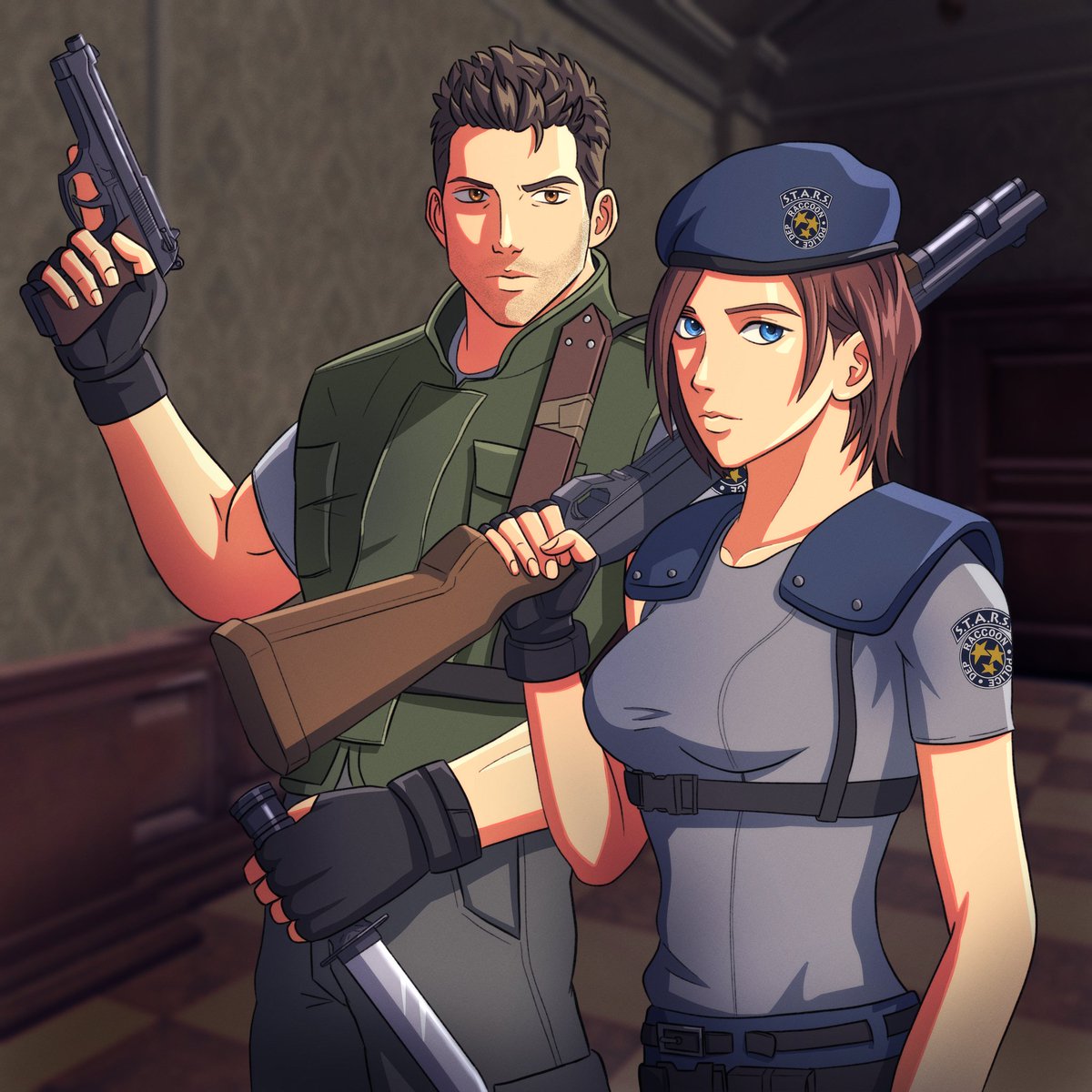 DecoyDragoon's tweet photo. @TheSphereHunter Loving the content and the spotlight on creators 🙂🧟‍♂️ here's my piece, OG Chris and Jill https://t.co/uLirwuKDhE