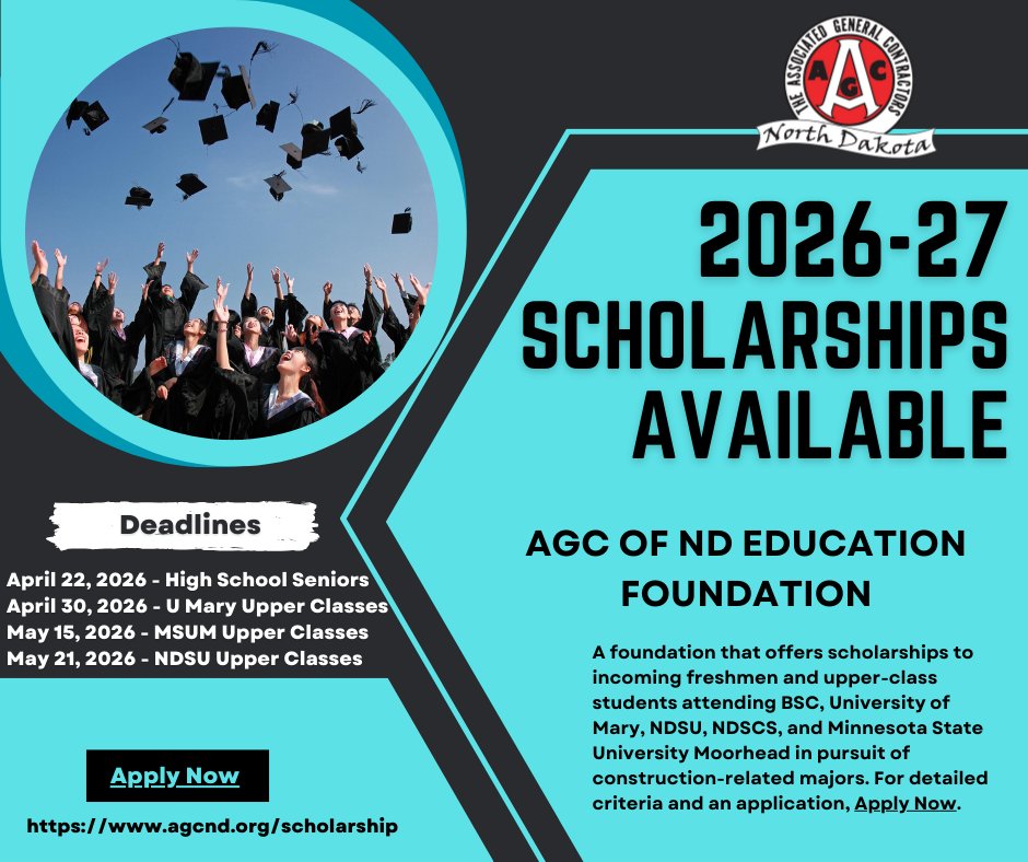 Scholarships Available!
agcnd.org/scholarship
