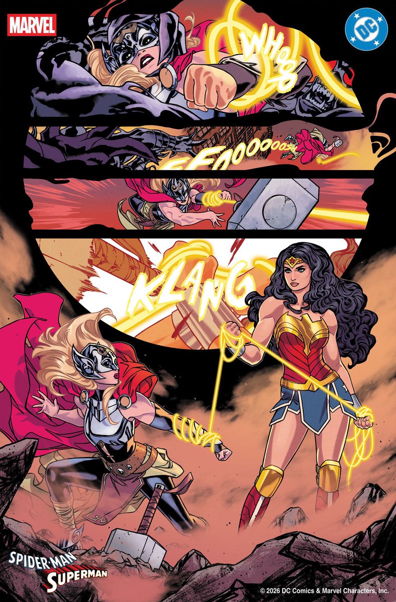 janefostercrave's tweet photo. OUT NEXT WEEK - 4/22! 🚨🌩️
JANE FOSTER returns as THE MIGHTY THOR in SPIDER-MAN / SUPERMAN #1 (2026)! 
— writer: jason aaron / art: russell dauterman + matthew wilson https://t.co/AjX4ysbvwJ