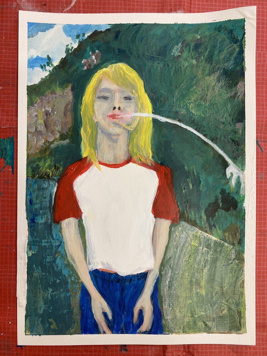 Road to Glenveagh castle Oleksandra with the straw (phase 2)- evening acrylics #portrait #art #acrylic