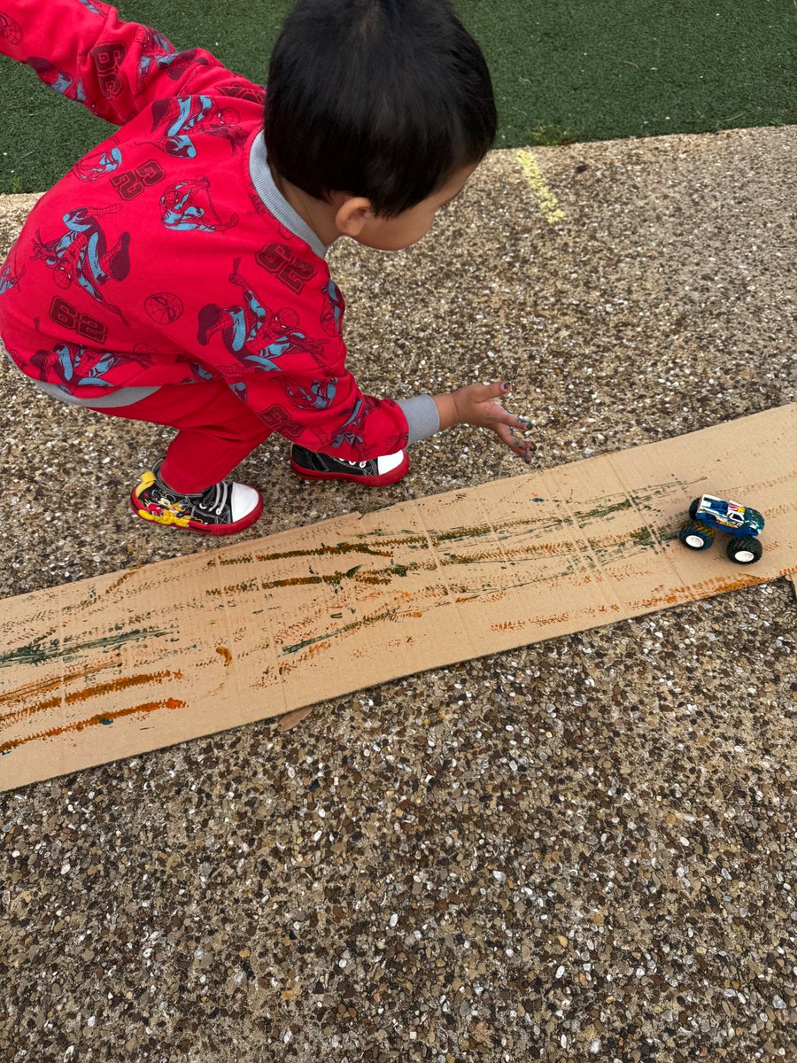 MsDickerson1st's tweet photo. Process, Not Product 🎨🚗
Our FLC kiddos explored creativity with car track painting—using toy cars and paint to create one-of-a-kind masterpieces! Every creation is unique—and that’s the goal! 💛 #WOYC26 @RISDecs #RISDDreamBig @RISDFamCenter https://t.co/o35ScpwWHW