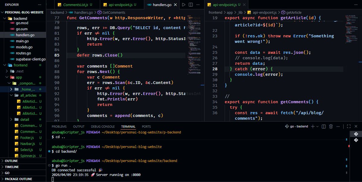 scripter_js's tweet image. I'm Abubakar Sadiq, a frontend developer building scalable, clean, and reusable UIs from complex ideas.

Passionate about tech &amp;amp; engineering, always learning.

Currently building backend systems with Go ⚙️ on my journey to full-stack.

#Tech #Golang #Code